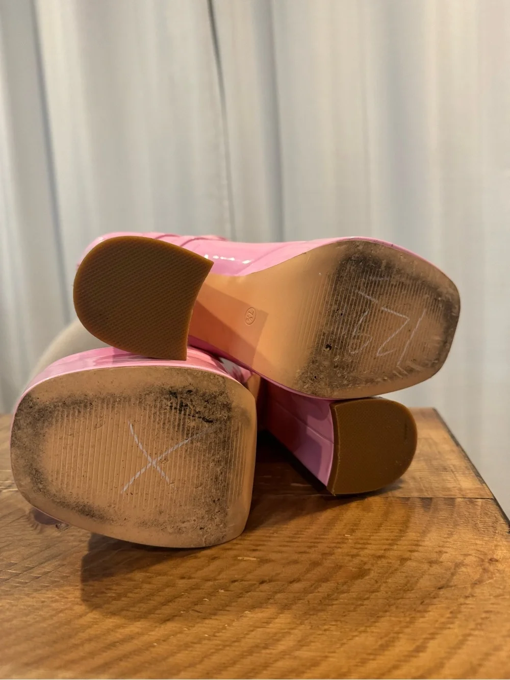 Pink Platform Mary Jane 6in Heels 7.5